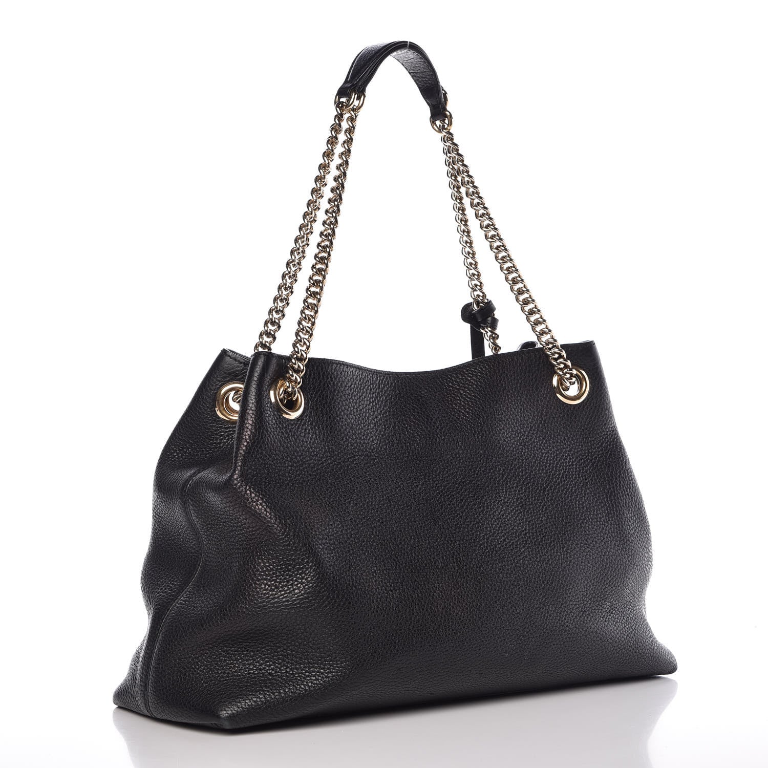 Gucci Pebbled Calfskin Medium Soho Chain Shoulder Bag Black 3 of 12