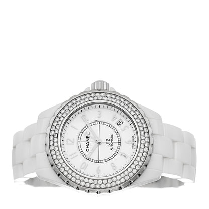 Chanel Stainless Steel Ceramic Diamond Pave Bezel 38mm J12 Automatic Watch White 2 of 5