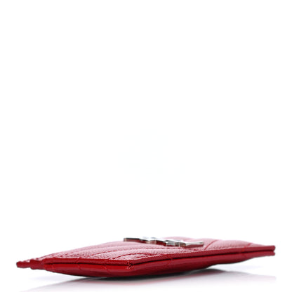Saint Laurent Grain De Poudre Matelasse Chevron Monogram Credit Card Case New Red 3 of 4