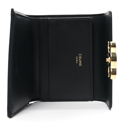 Celine Calfskin Compact Triomphe Wallet With Coin Purse Black 5 of 7