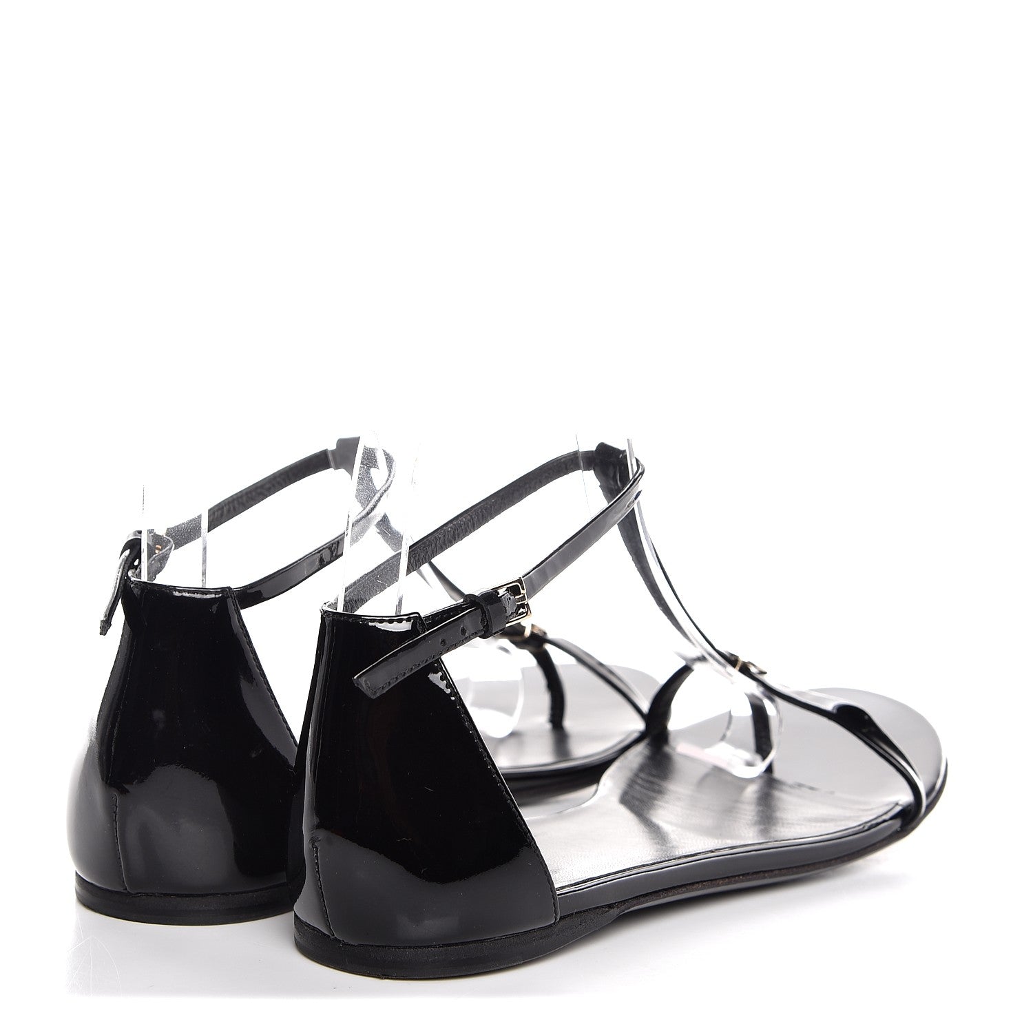 Gucci Patent GG T Strap Sandals 35 Black 4 of 9