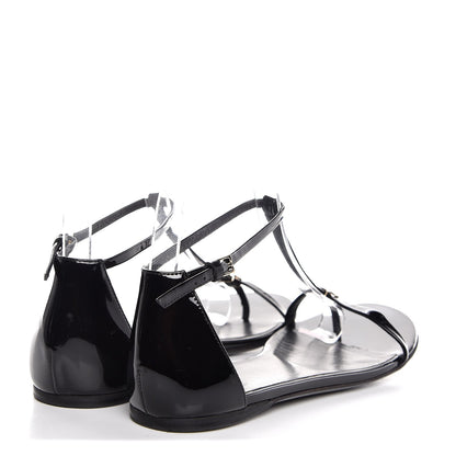 Gucci Patent GG T Strap Sandals 35 Black 4 of 9