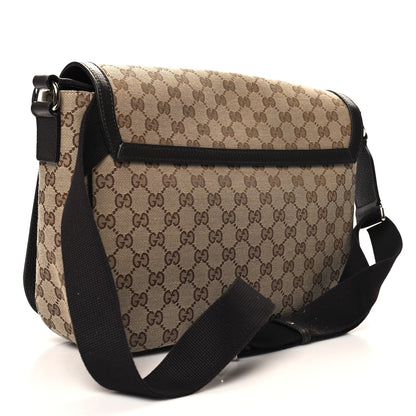 Gucci Monogram Large Flap Messenger Bag Beige Dark Brown 3 of 11