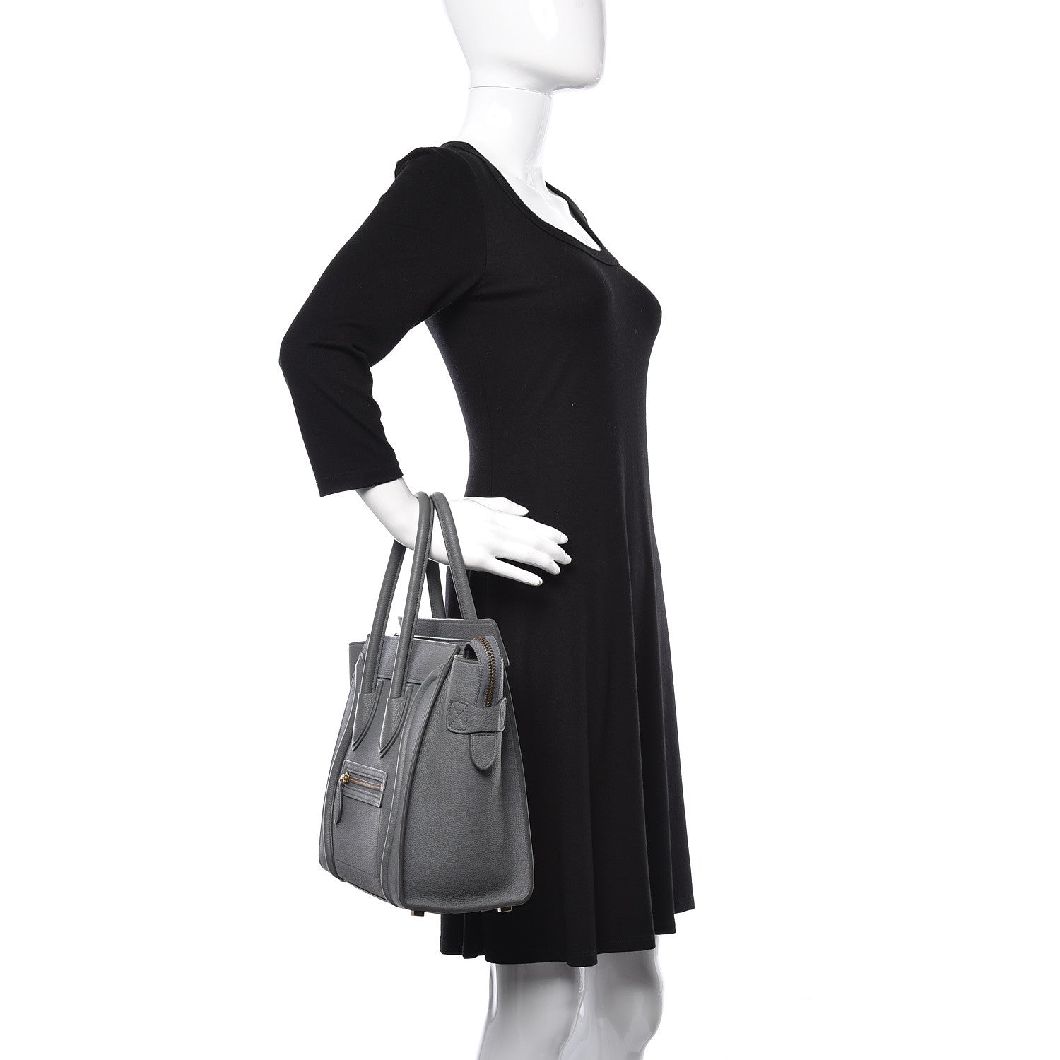 Celine Baby Drummed Calfskin Micro Luggage Kohl 2 of 14