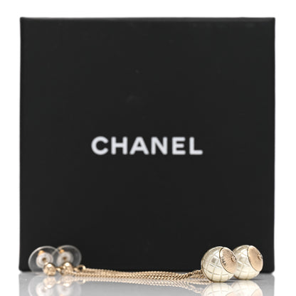 Chanel Metal Pearl Quilted CC Drop Earrings Gold 5 of 5