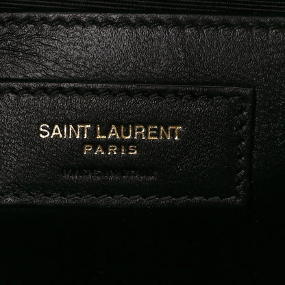 Saint Laurent Grain De Poudre Textured Mixed Matelasse Triquilt Medium Monogram Satchel Black 7 of 11