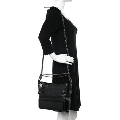 Chanel Aged Calfskin Quilted Medium Gabrielle Hobo Black 2 of 10
