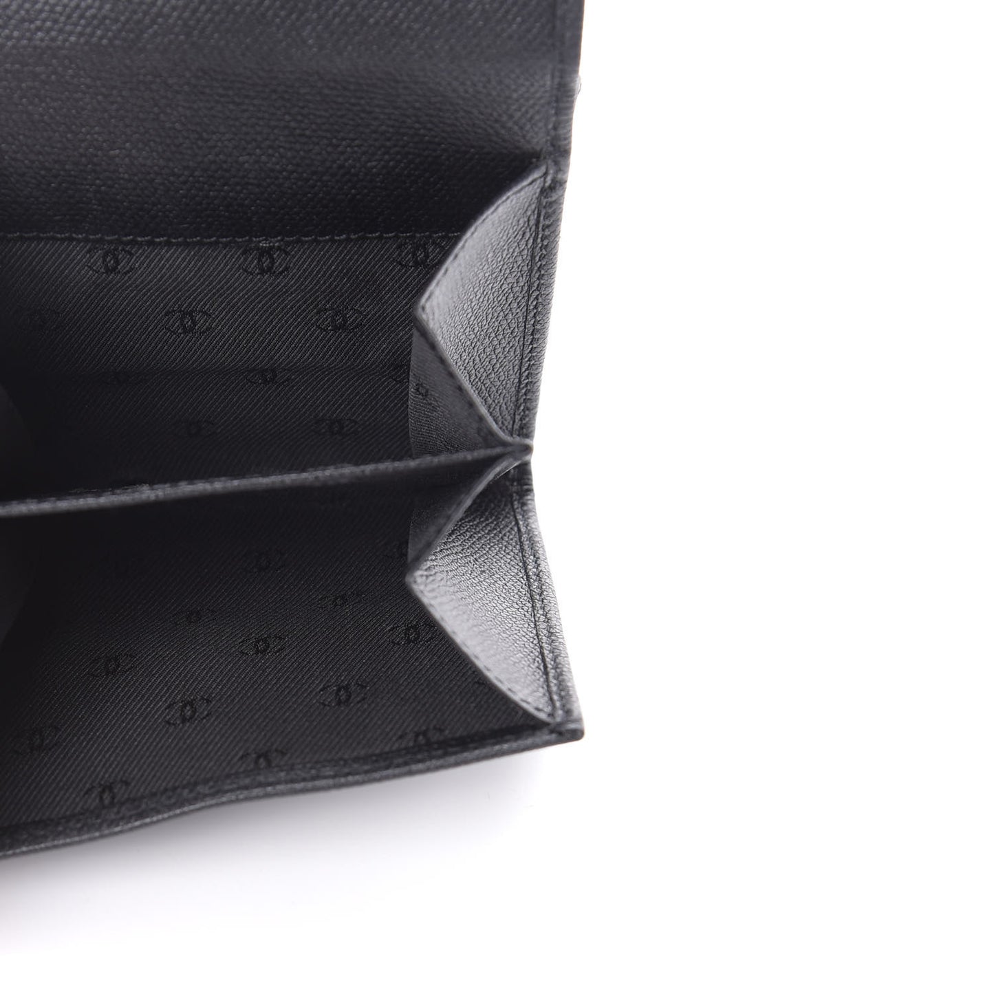 Grained Calfskin CC Button Flap Wallet Black