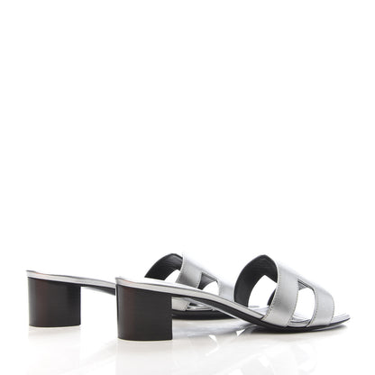Hermes Metallic Epsom Oasis Sandals 38 Argent 4 of 8
