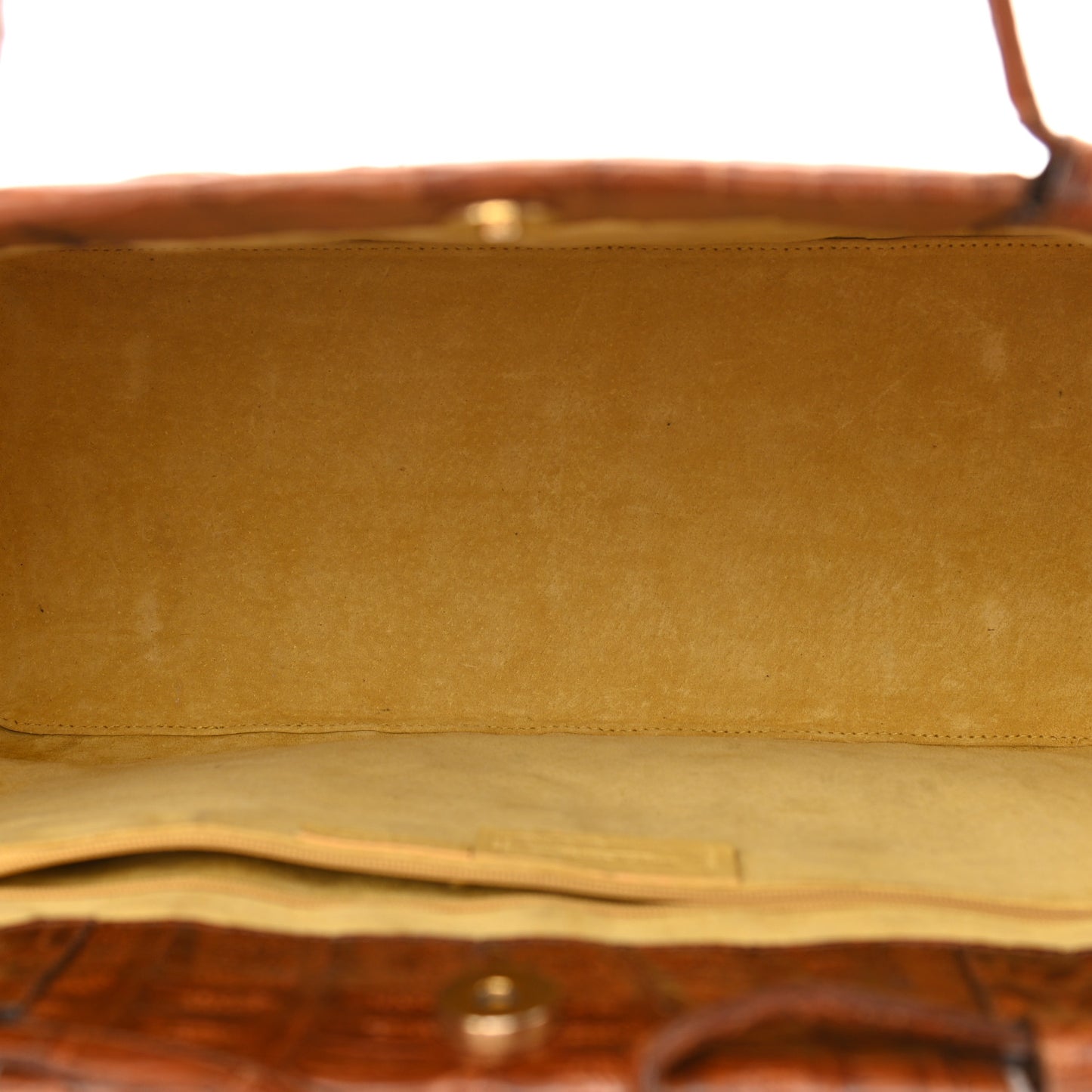 Crocodile Woven Top Handle Tote Brown