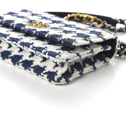 Chanel Tweed Quilted 19 Wallet On Chain WOC Ecru Navy Blue Multicolor 7 of 12