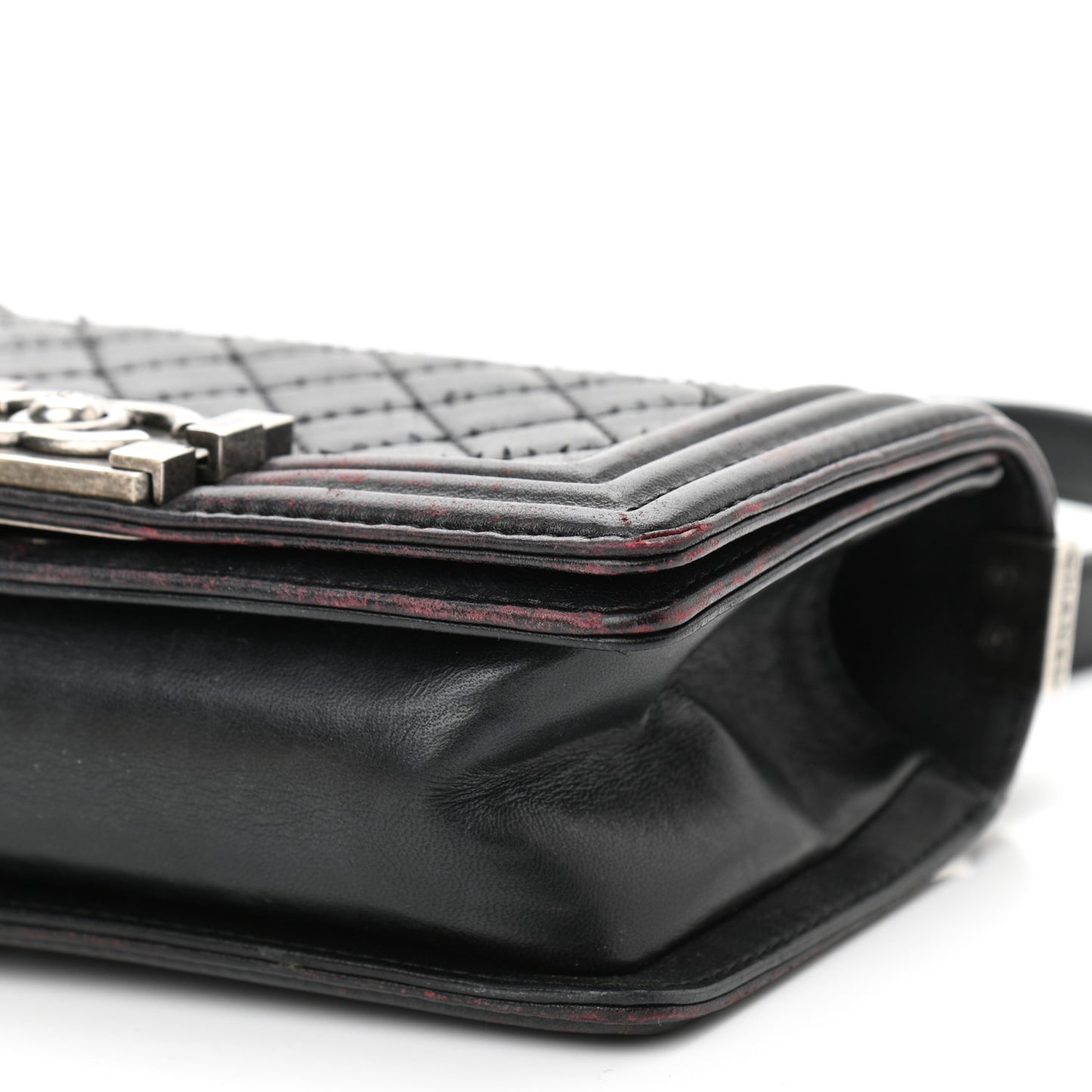 Lambskin Quilted Small Boy Flap Black