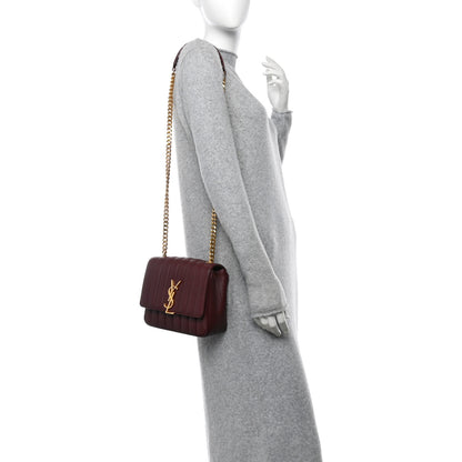 Saint Laurent Lambskin Matelasse Monogram Medium Vicky Chain Bag Rouge Legion 2 of 12
