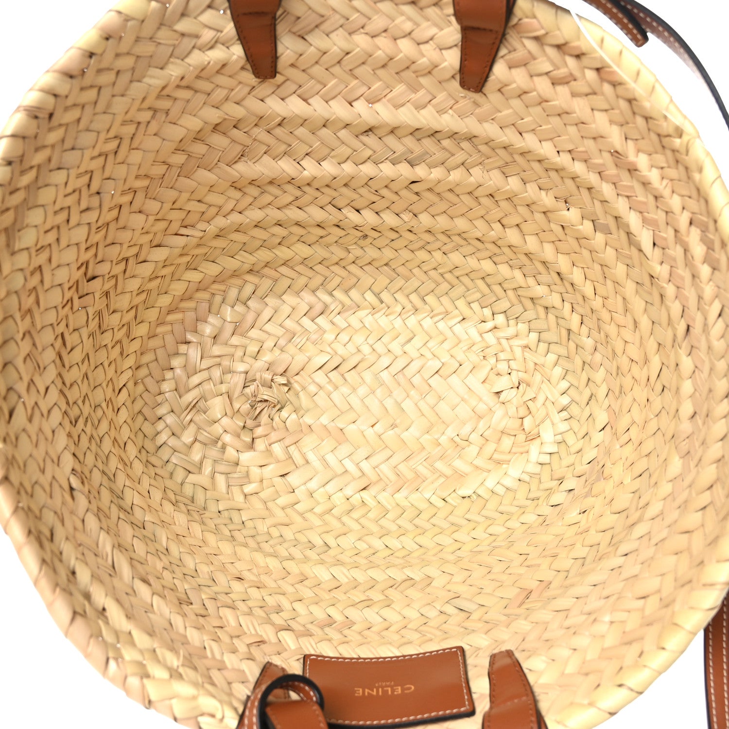 Celine Raffia Calfskin Heart Triomphe Teen Panier Tan 5 of 8