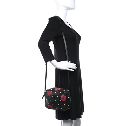 Saint Laurent Calfskin Rose Print Monogram Lou Camera Bag Black 2 of 14
