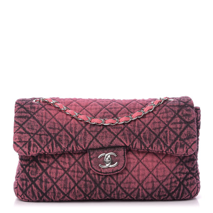 Chanel Denim Quilted Denimpression Flap Red Black 1 of 10