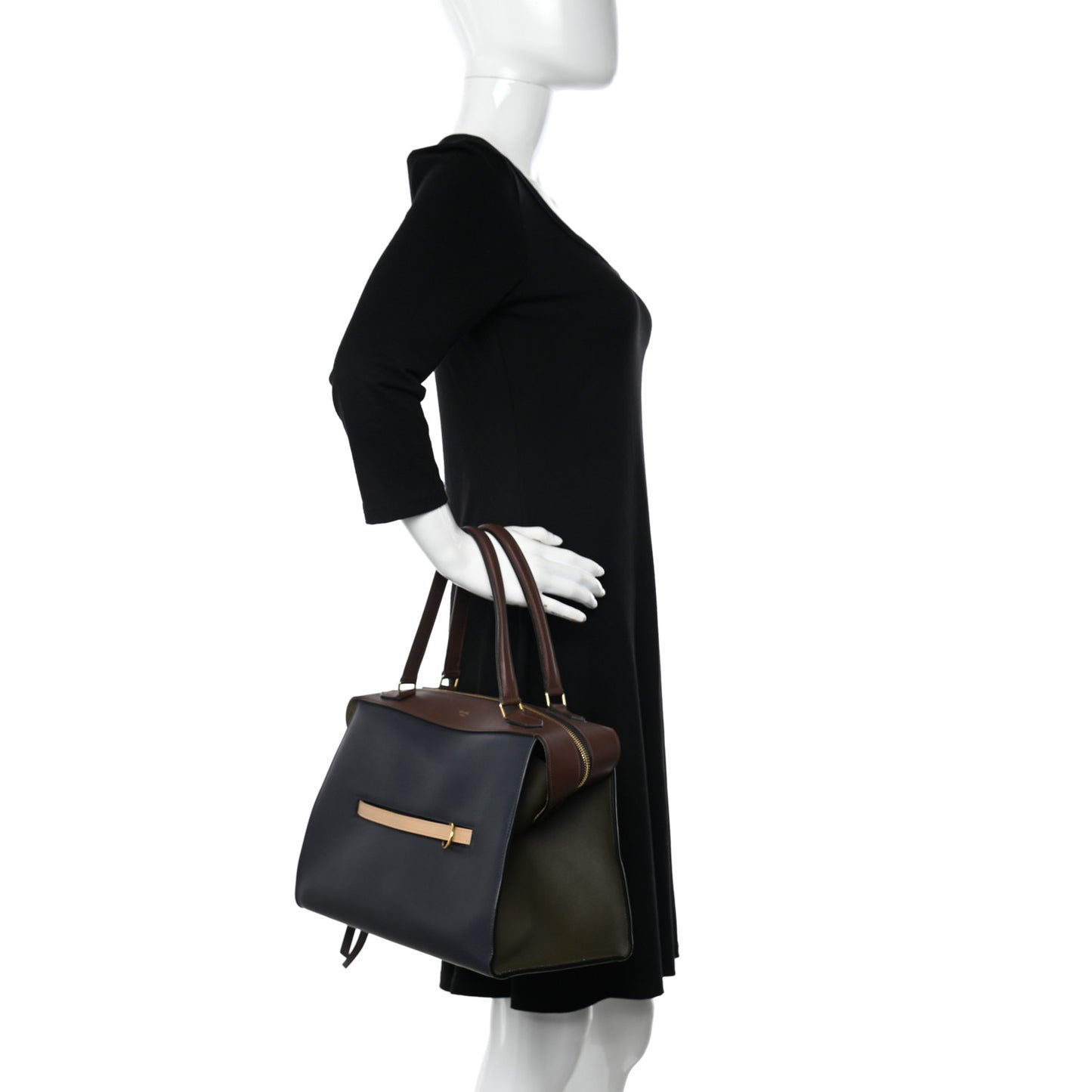 Smooth Calfskin Small Tri-Color Ring Bag Navy