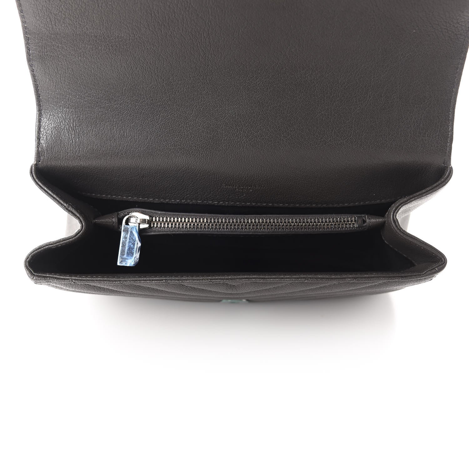 Saint Laurent Sheepskin Matelasse Chevron Monogram Medium College Bag Asphalt 5 of 13