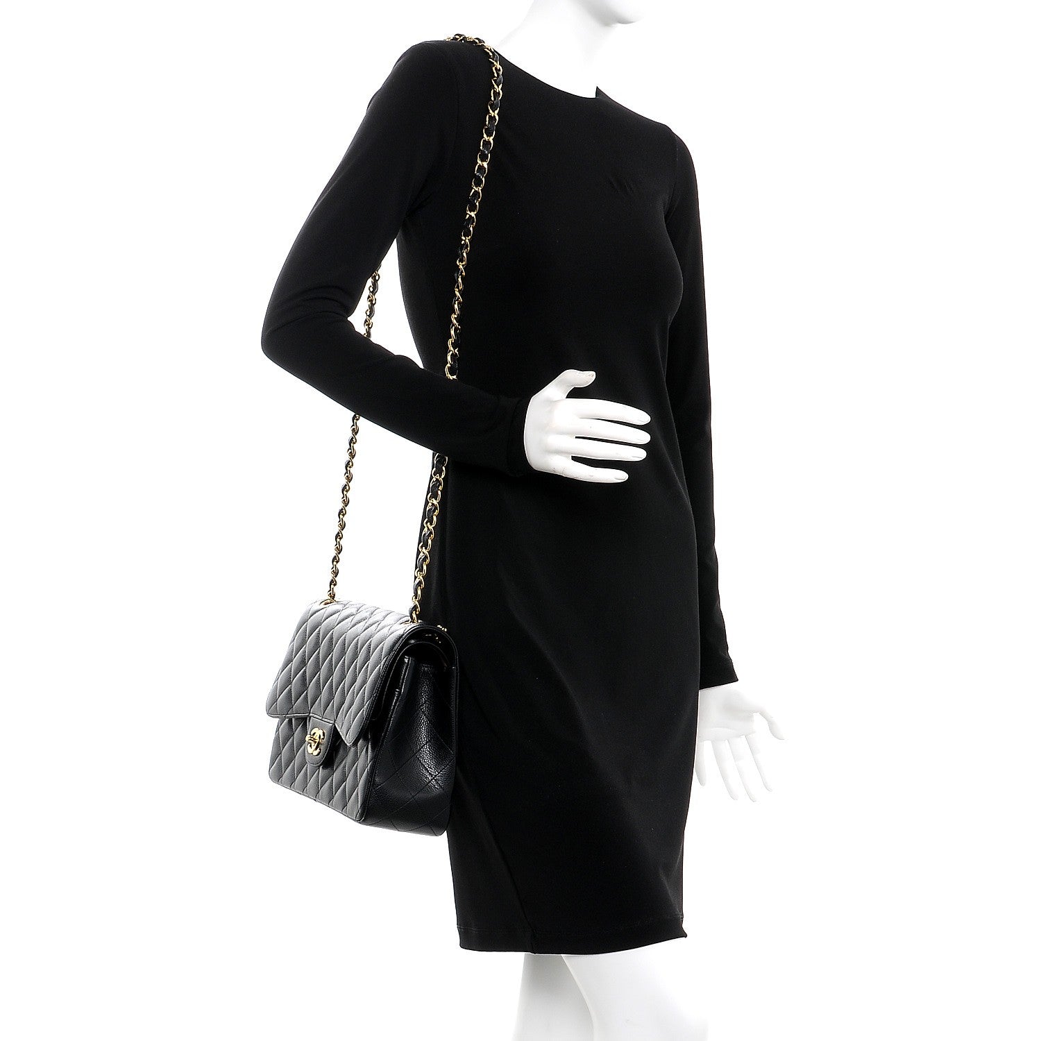 Chanel Caviar Quilted Jumbo Double Flap Black 2 of 12