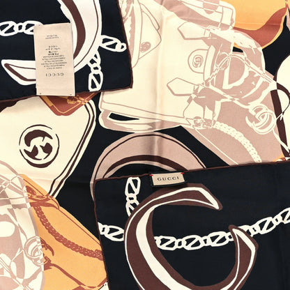 Gucci Silk Twill Bag Print Square Scarf Black 3 of 3