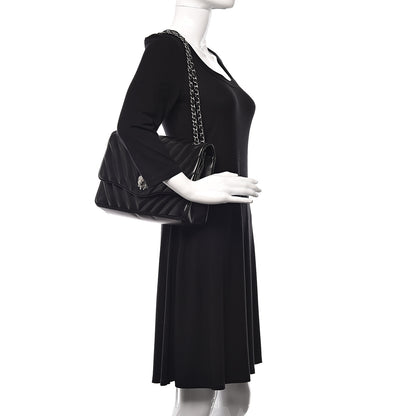 Chanel Lambskin Chevron Jumbo Leo Lion Flap Black 2 of 19