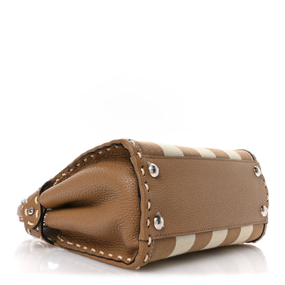 Fendi Cuoio Romano Pequin Selleria Mini Peekaboo Iconic Satchel Beige Sand 4 of 9