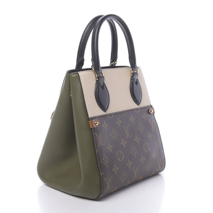 Louis Vuitton Calfskin Monogram Fold Tote Black Khaki Cream 3 of 9
