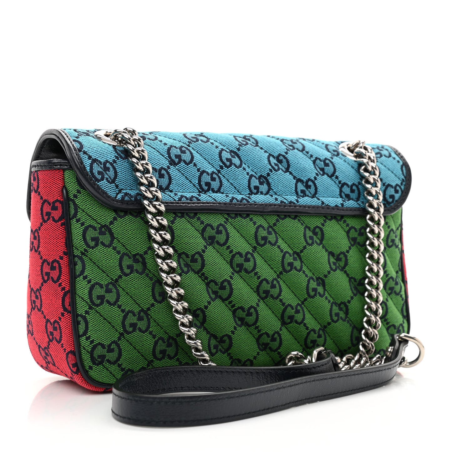 Monogram Multicolor Matelasse Diagonal Small GG Marmont Shoulder Bag Light Blue Pink Blue Green Red