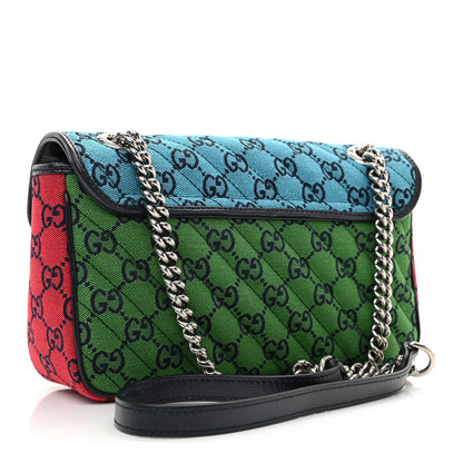 Gucci Monogram Multicolor Matelasse Diagonal Small GG Marmont Shoulder Bag Light Blue Pink Blue Green Red 3 of 8