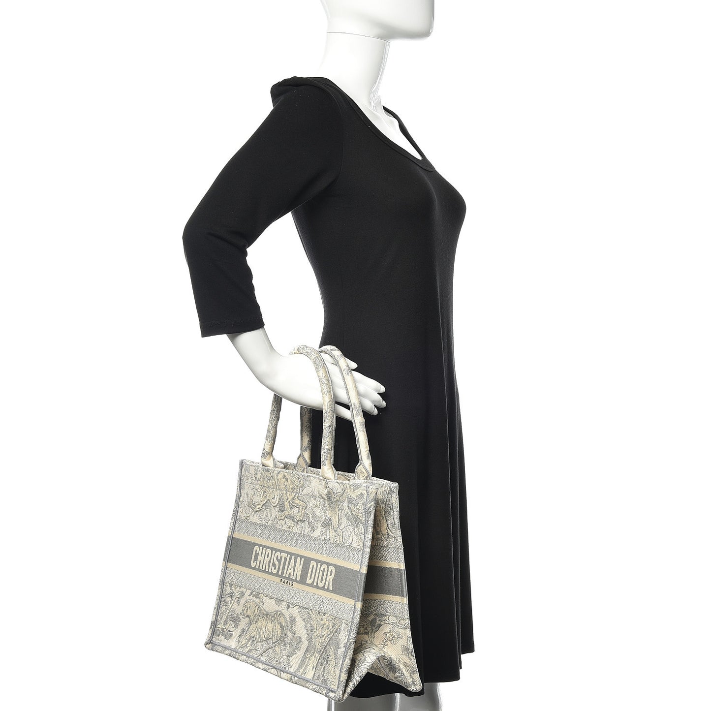 Canvas Embroidered Medium Dioriviera Toile De Jouy Book Tote Gray