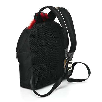 Fendi Nylon Vitello Dolce Elaphe Fox Fur Monster Eyes Backpack Black Natural Bordeaux Multicolor 3 of 10