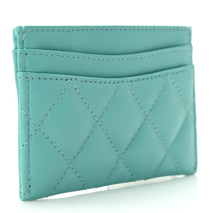 Chanel Lambskin Quilted Card Holder Turquoise 3 of 8