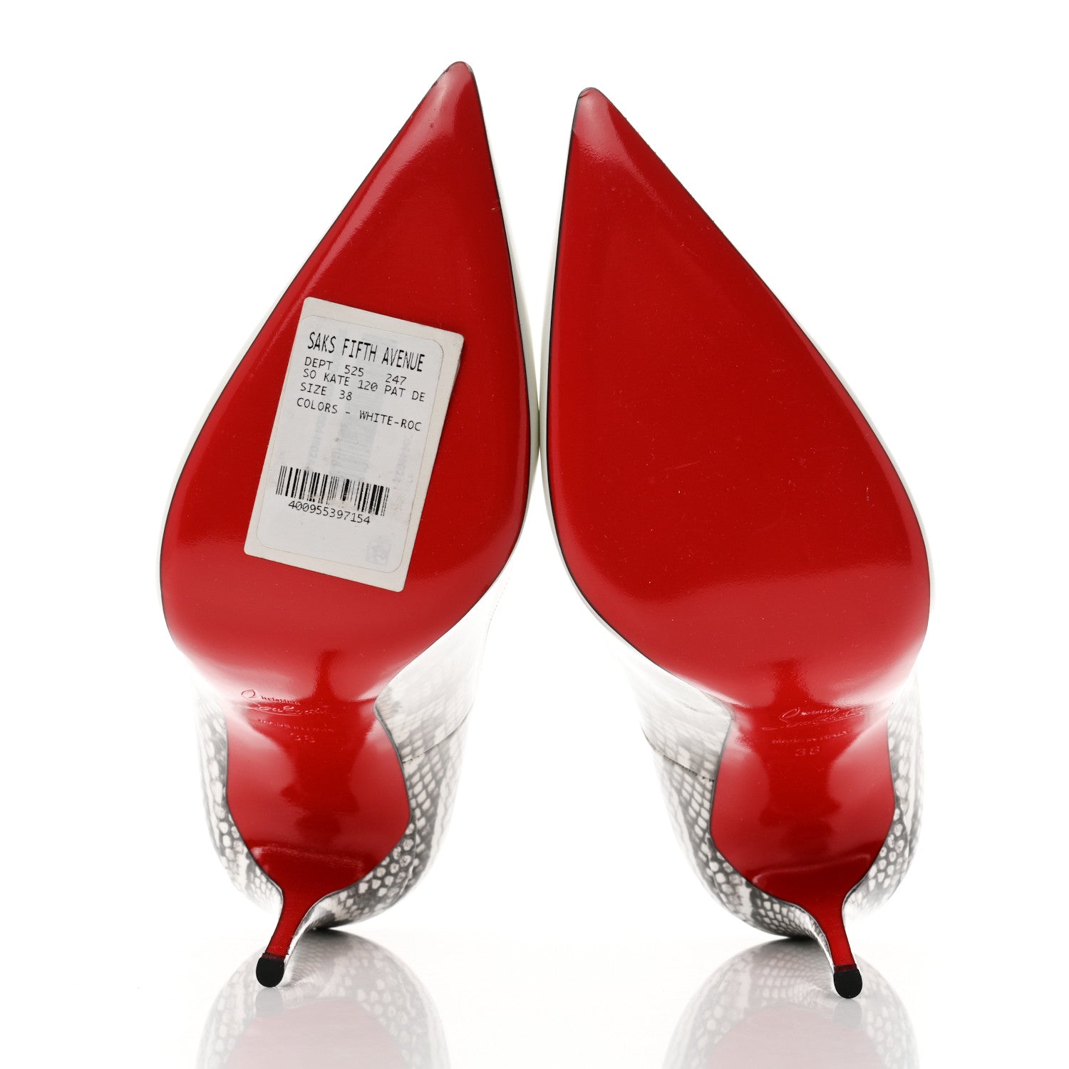 Christian Louboutin Patent Degrade Snakeskin Printed So Kate 120 Pumps 38 White Roccia 5 of 7
