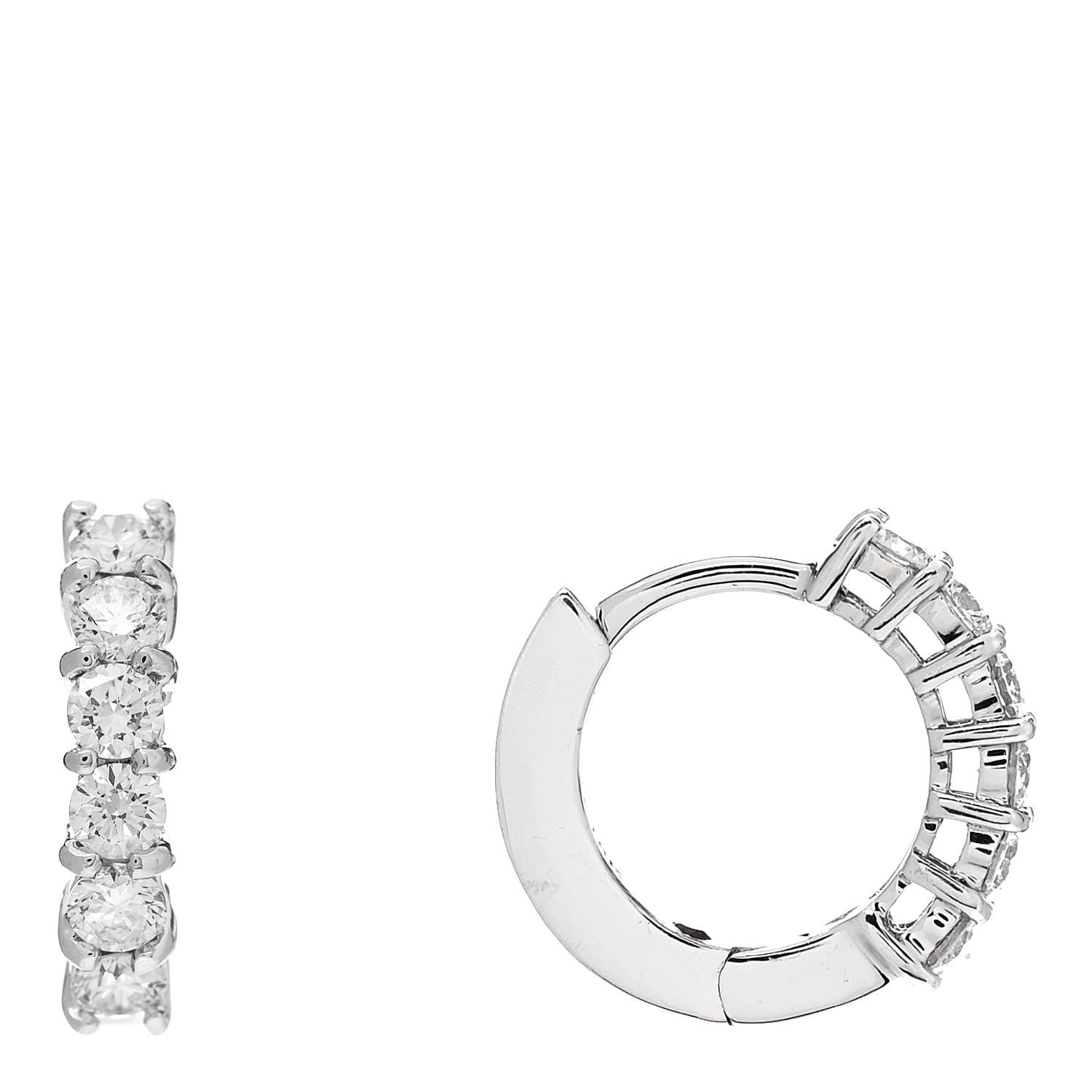 Roberto Coin 18K White Gold Diamond .70ct Huggie Hoop Earrings 1 of 4