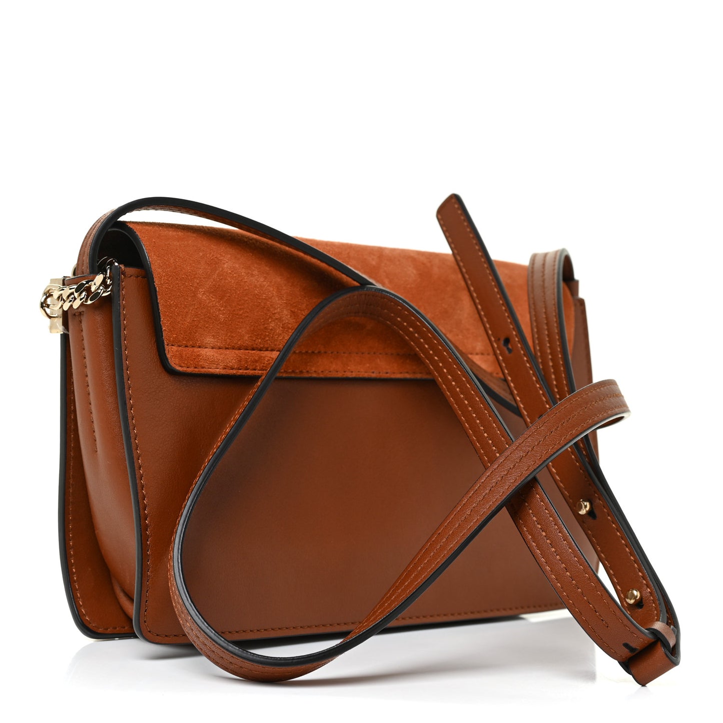 Suede Calfskin Small Faye Shoulder Bag Tobacco