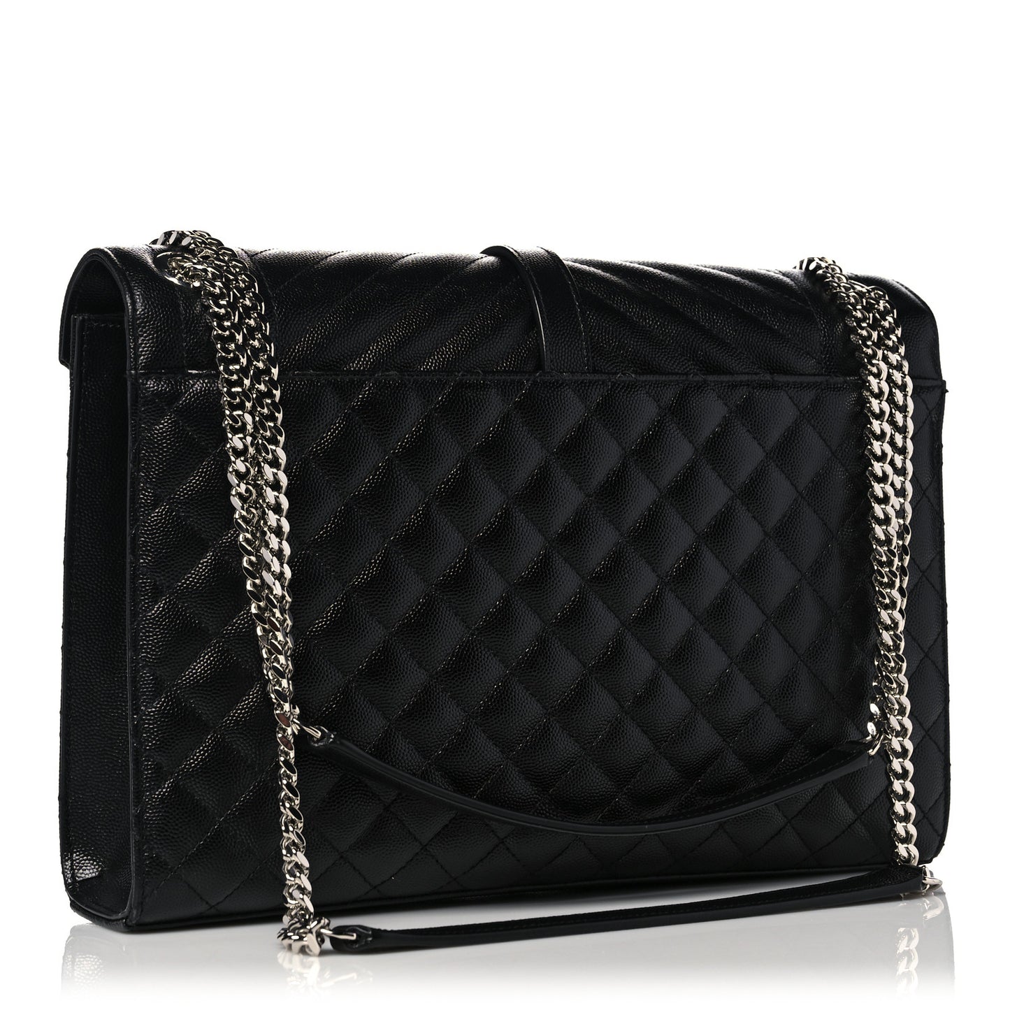 Grain De Poudre Textured Mixed Matelasse Large Triquilt Monogram Satchel Black