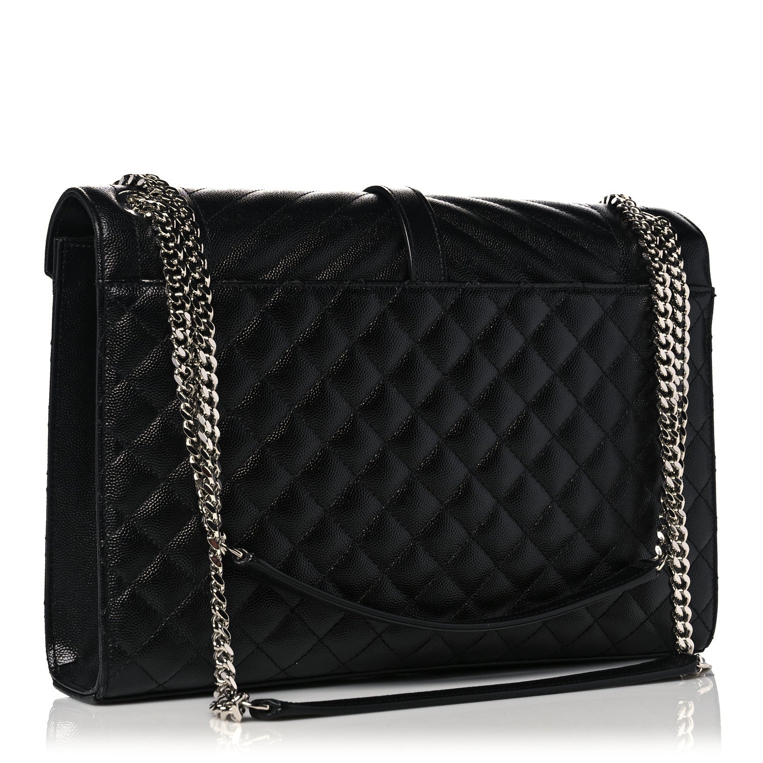 Saint Laurent Grain De Poudre Textured Mixed Matelasse Large Triquilt Monogram Satchel Black 2 of 18
