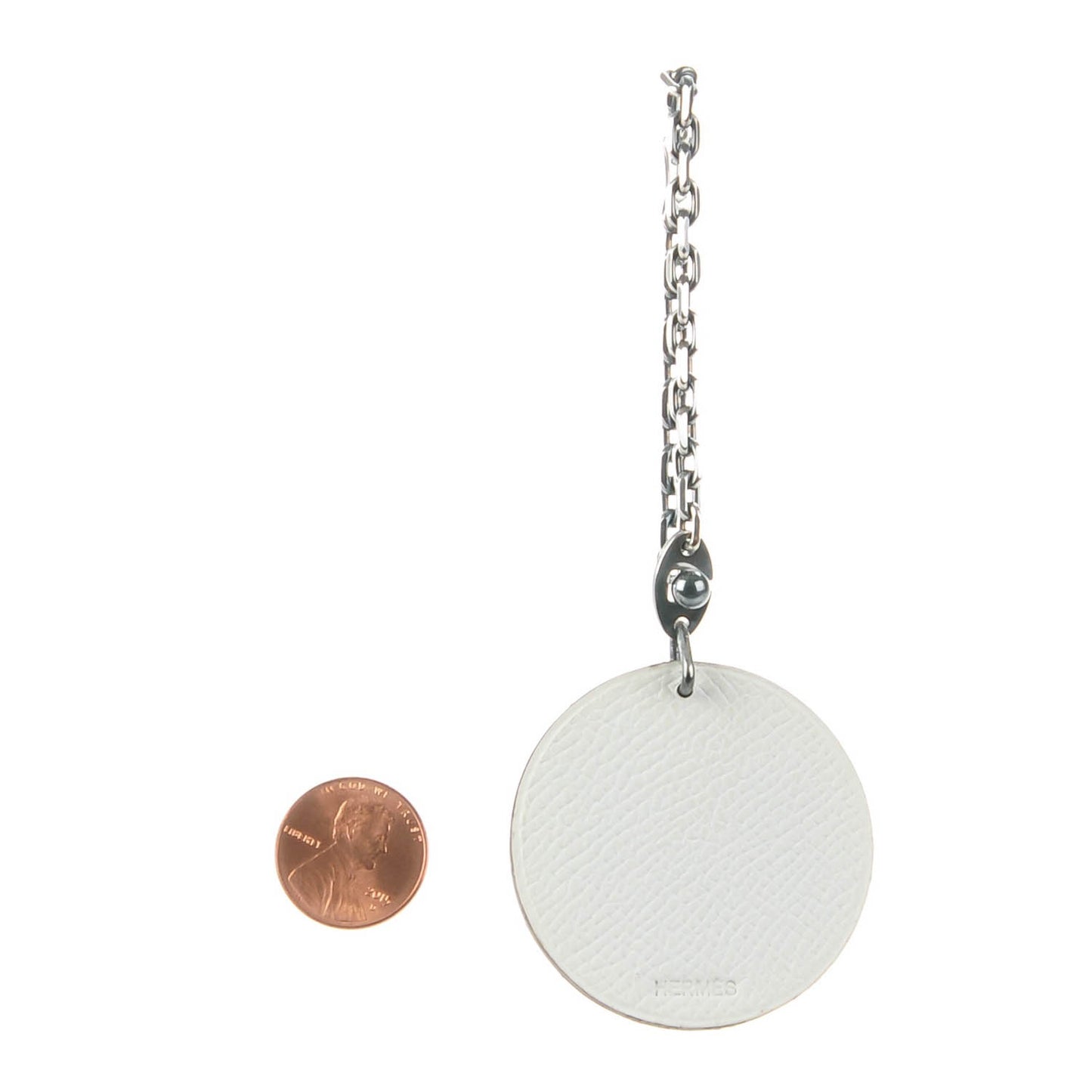 Epsom Reindeer Key Chain Bag Charm White Etoupe