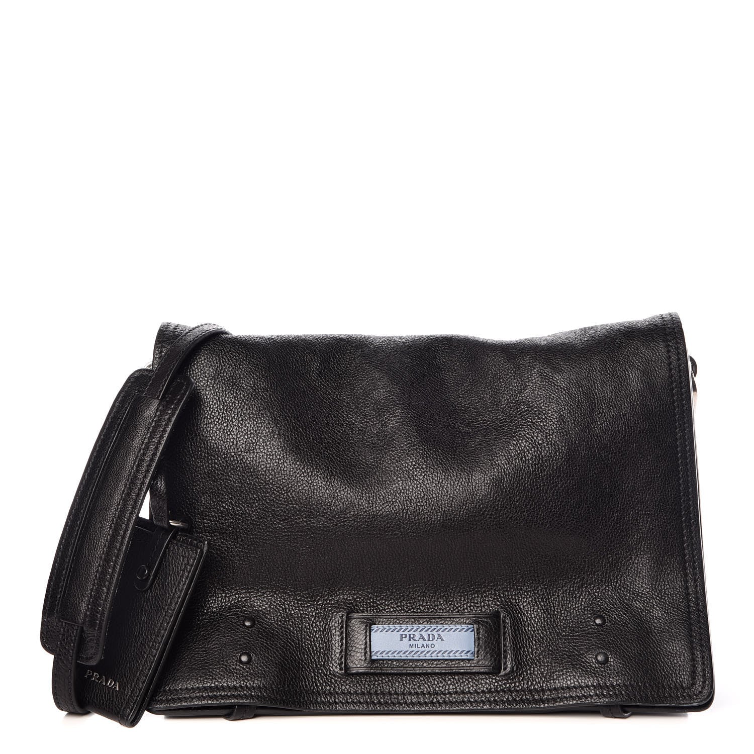 Prada Glace Calf Etiquette Flap Black Astrale 1 of 11