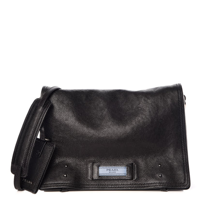 Prada Glace Calf Etiquette Flap Black Astrale 1 of 11