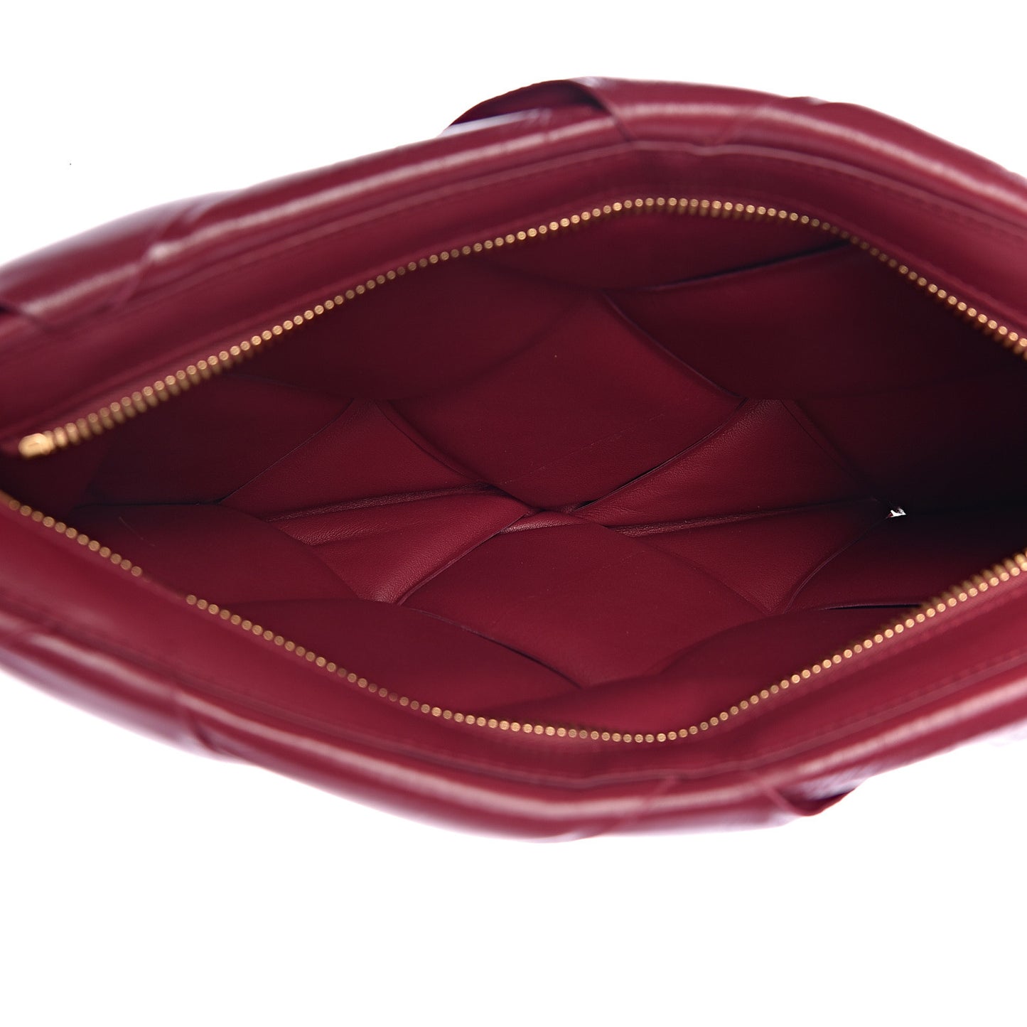 Paper Calfskin Maxi Intrecciato Padded Pouch Clutch Amaranto