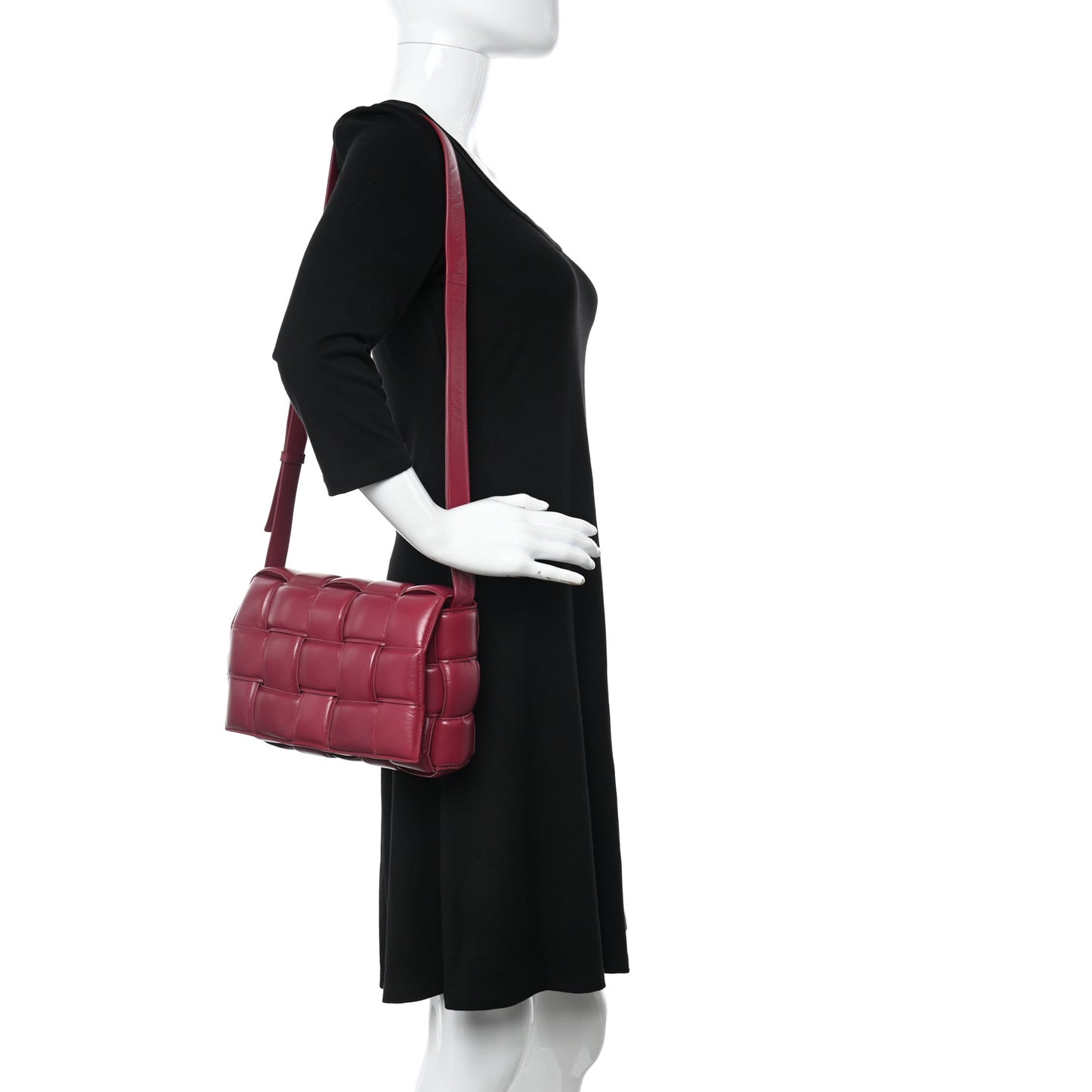 Nappa Maxi Intreccio Padded Cassette Crossbody Bag Amaranto