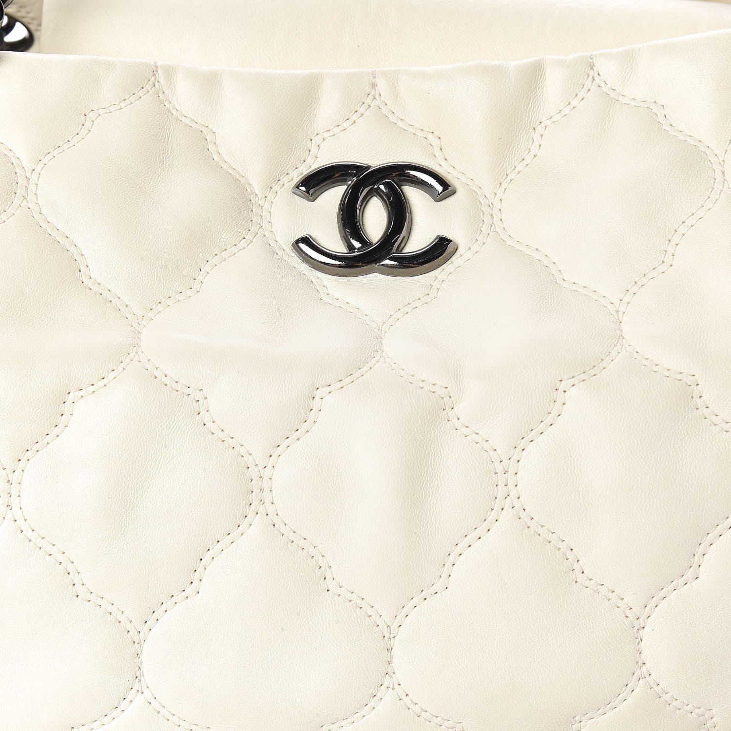 Chanel Lambskin Cells Accordion Tote Dark White 8 of 13
