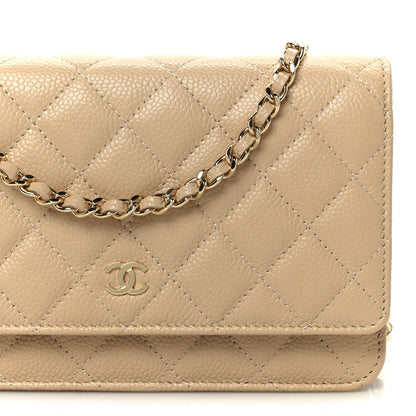 Chanel Caviar Quilted Wallet on Chain WOC Beige 9 of 12