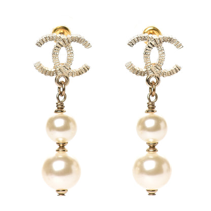 Chanel Pearl CC Drop Earrings Gold 1 of 5