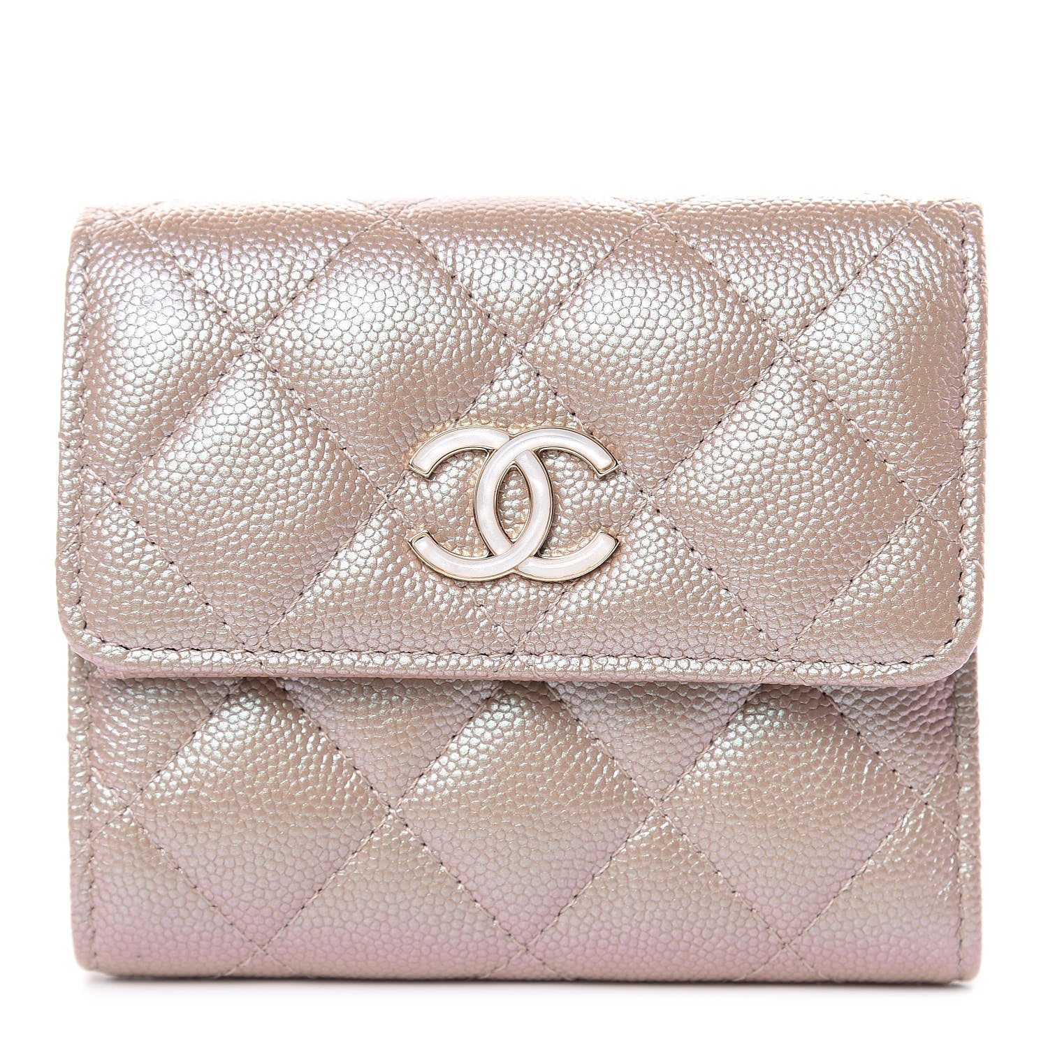 Chanel Iridescent Caviar Quilted Small Flap Wallet Beige 1 of 8
