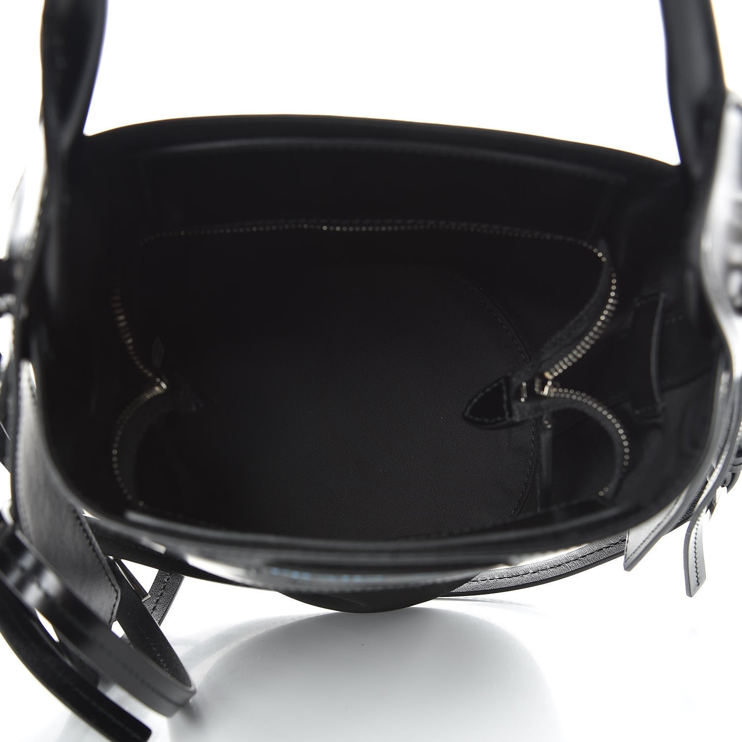 Prada Calfskin Tessuto Nylon Ouverture Bucket Bag Black 5 of 9