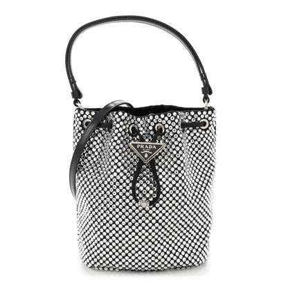Prada Satin Crystal Metal Triangle Logo Mini Re-Edition 1978 Bucket Bag Crystal 1 of 11