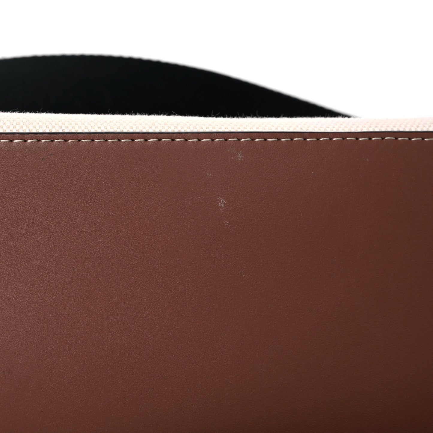 Canvas Smooth Calfskin Two Tone Small Pocket Bag Natural Malt Brown