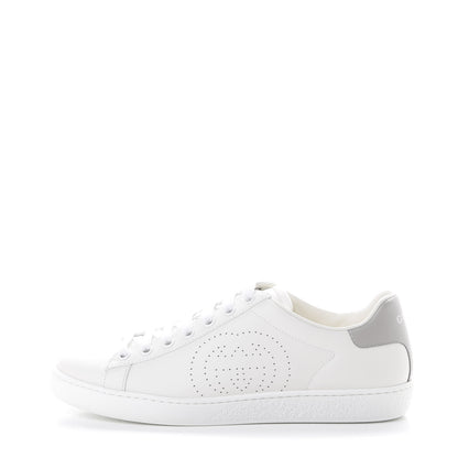 Gucci Calfskin Interlocking G Perforated Womens Ace Sneakers 36 White Grey Sky 1 of 8